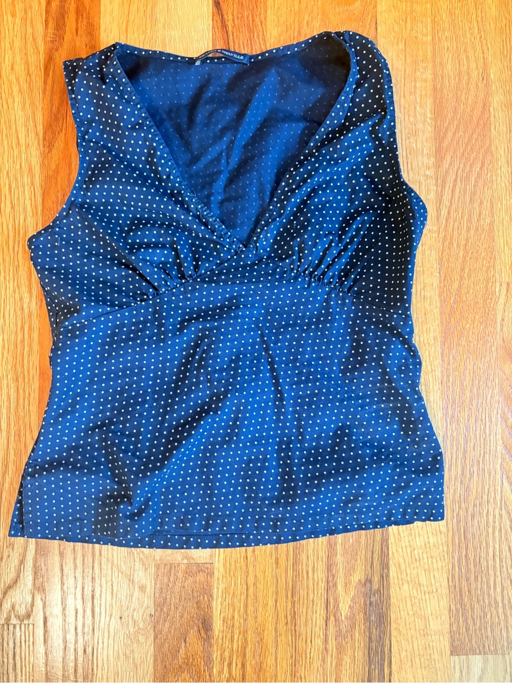 Brandy Melville Navy Blue Polka Dot V-Neck Tank